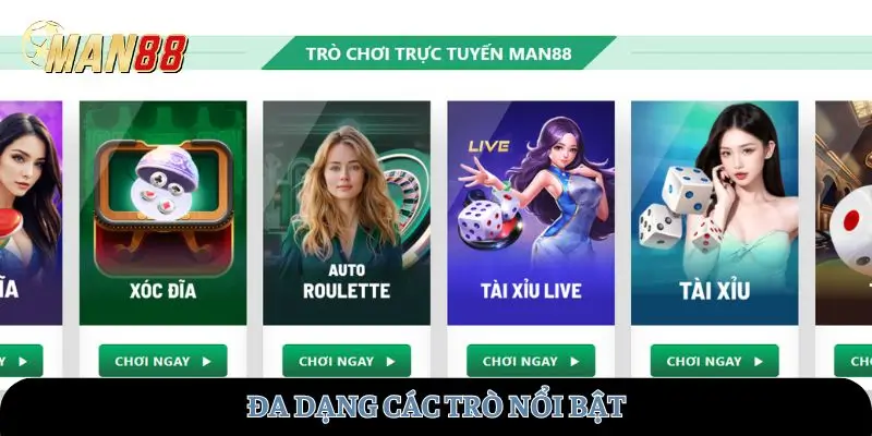 Đa dạng các trò nổi bật
